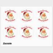 Kerstman Kerstmis  Ronde Sticker (Vel)
