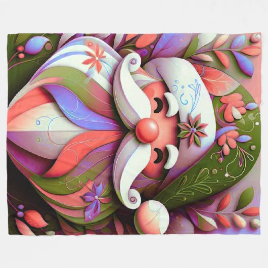 Kerstman Kerstmis Roze Paarse Groen Fleece Deken (Voorkant (Horizontaal))