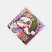 Kerstman Kerstmis Roze Paarse Groen Servet (Hoek)