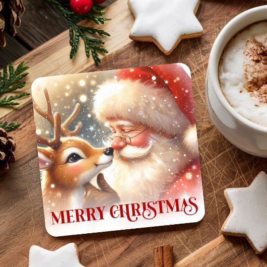 Kerstman Kerstmis Rudolph Kerst Coasters Kartonnen Onderzetters