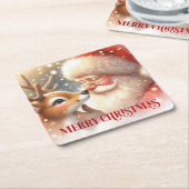 Kerstman Kerstmis Rudolph Kerst Coasters Kartonnen Onderzetters (Schuin)