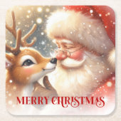 Kerstman Kerstmis Rudolph Kerst Coasters Kartonnen Onderzetters (Voorkant)