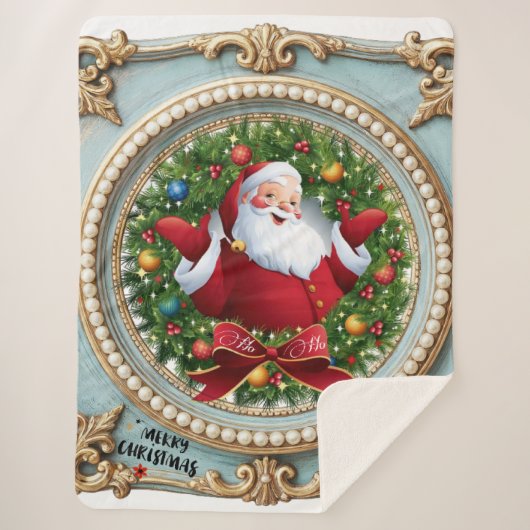 Kerstman Kerstmis Sherpa Deken (Voorkant)