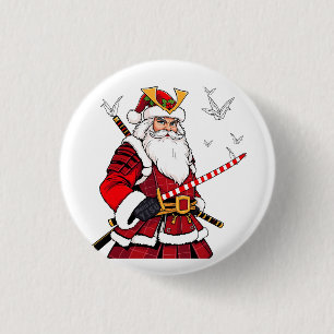 Kerstman Kerstmis Sinterklaas Japanse Kunst Samura Ronde Button 3,2 Cm