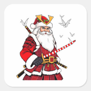 Kerstman Kerstmis Sinterklaas Japanse Kunst Samura Vierkante Sticker