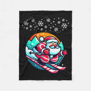 Kerstman Kerstmis skiën helling ski hut grappig Fleece Deken