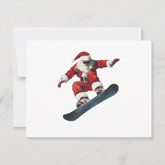 Kerstman Kerstmis Sneeuwboard Snowboarden Snowboar Feestdagenkaart (Voorkant)
