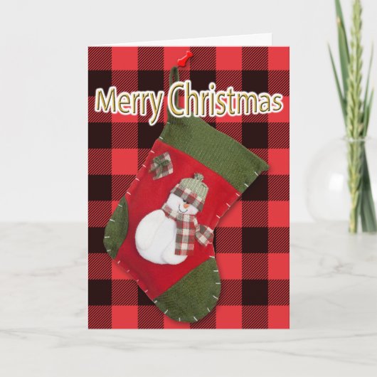 Kerstman Kerstmis Sock Buffalo Plaid Sjabloon (Voorkant)
