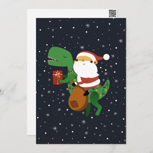 Kerstman Kerstmis T-rex Dinosauriër slee Feestdagenkaart (Voorkant / Achterkant)