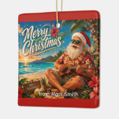 Kerstman Kerstmis ukulele spelend Keramisch Ornament (Links)