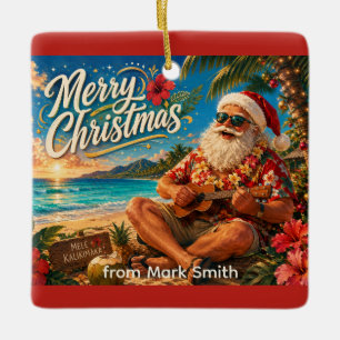 Kerstman Kerstmis ukulele spelend Keramisch Ornament