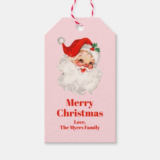 Kerstman Kerstmis vintage Cadeaulabel (Voorkant)