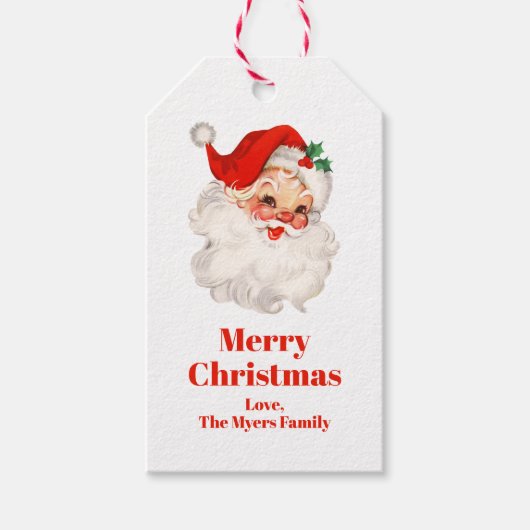 Kerstman Kerstmis vintage Cadeaulabel (Voorkant)