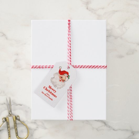 Kerstman Kerstmis vintage Cadeaulabel (Met Touw)