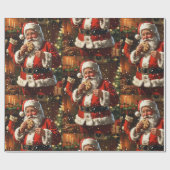 Kerstman Kerstmis Vintage Cadeaupapier (Vlak)