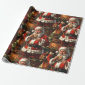 Kerstman Kerstmis Vintage Cadeaupapier (Uitgerold)