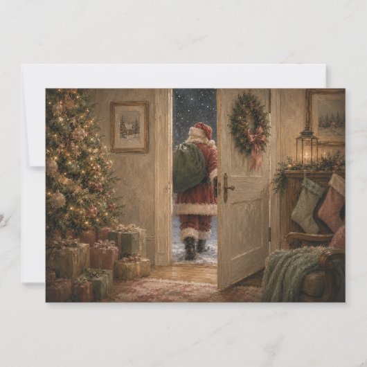 Kerstman Kerstmis vintage Feestdagenkaart (Voorkant)