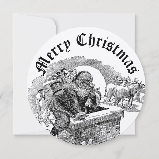 Kerstman Kerstmis Vintage Feestdagenkaart (Voorkant)