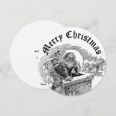Kerstman Kerstmis Vintage Feestdagenkaart (Voorkant / Achterkant)
