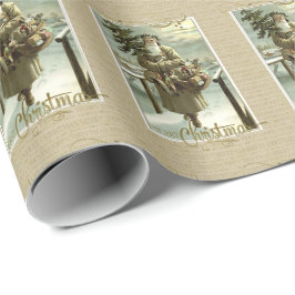 Kerstman Kerstmis Vintage Reproductie Cadeaupapier