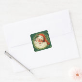 Kerstman Kerstmis Vintage Retro Vakantie Vierkante Sticker (Envelop)