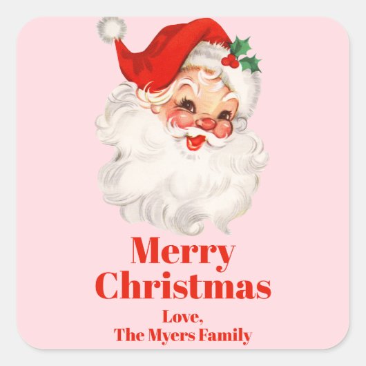 Kerstman Kerstmis vintage Vierkante Sticker (Voorkant)