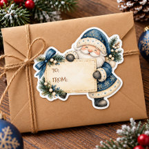 Kerstman Kerstmis Vintage Waterverf Gift Sticker