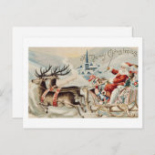Kerstman Kerstmisslee Rendier Briefkaart (Voorkant / Achterkant)