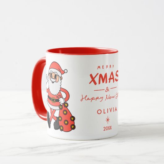 Kerstman Kerstmok | Gepersonaliseerd Mok (Voorkant links)