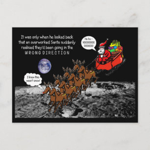 Kerstman Kerstmoppen Rendieren Verkeerde Richting Briefkaart