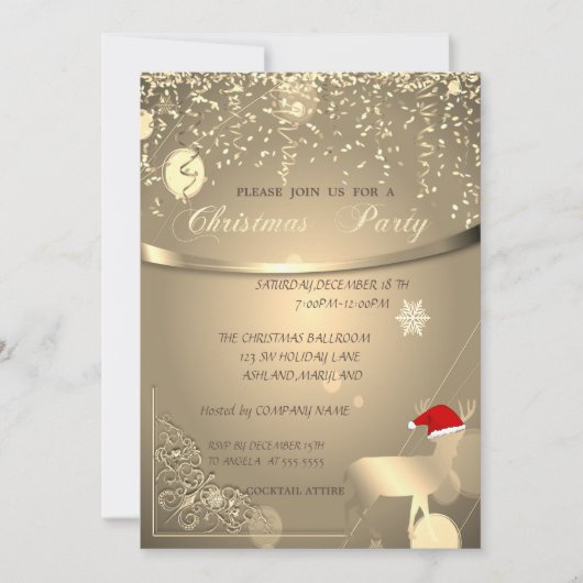 Kerstman,Kerstmuts,Confetti BedrijfsKerstfeest Kaart (Voorkant)