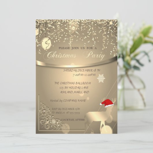 Kerstman,Kerstmuts,Confetti BedrijfsKerstfeest Kaart (Staand voorkant)