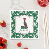 Kerstman Kerstmuts Greyhound Hond (tijgergestreept Servet (Insitu)