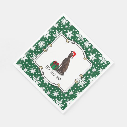 Kerstman Kerstmuts Greyhound Hond (tijgergestreept Servet (Hoek)