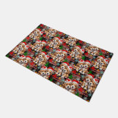 Kerstman Kerstmuts Hond Puppy Design - Zwart Deurmat (Schuin)