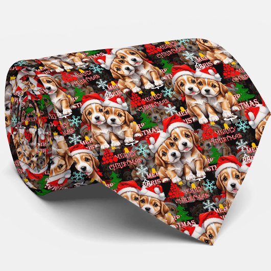 Kerstman Kerstmuts Hond Puppy Ontwerp - Zwart Stropdas