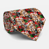 Kerstman Kerstmuts Hond Puppy Ontwerp - Zwart Stropdas (Opgerold)