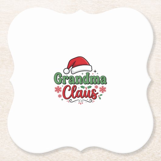 Kerstman Kerstmuts Oma Kartonnen Onderzetters (Voorkant)