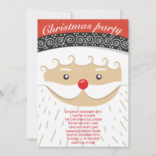 Kerstman, kerstmuts, rode neus kerstfeest kaart