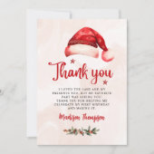 Kerstman Kerstmuts Verjaardagsfeestje Bedankkaart (Voorkant)