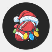 Kerstman Kerstmuts Voetbal Kerstverlichting Feeste Ronde Sticker (Voorkant)
