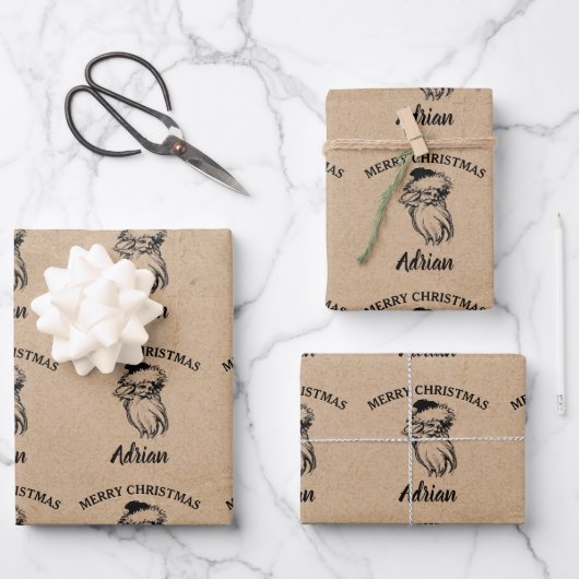 Kerstman  kerstnaam Kraft Inpakpapier Vel (Voorkant)