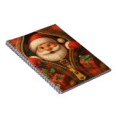 Kerstman kerstontwerp in geruite stof notitieboek (Rechterzijde)