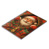 Kerstman kerstontwerp in geruite stof notitieboek (Linkerzijde)