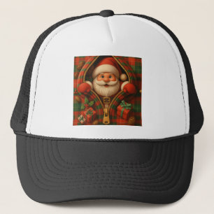 Kerstman kerstontwerp in geruite stof trucker pet