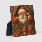 Kerstman kerstontwerp in ruitmotief fotoplaat (Voorkant)