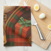 Kerstman kerstontwerp in ruitmotief theedoek (Quarter Fold)