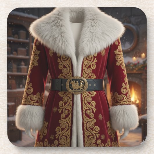 Kerstman Kerstpak - Festief  Bier Onderzetter (Voorkant)