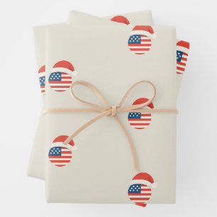 Kerstman Kerstpapier met Amerikaanse vlag Inpakpapier Vel