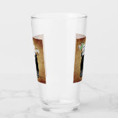 Kerstman,  kerstschrijfmachine met Goede Lijst voo Glas (Links)